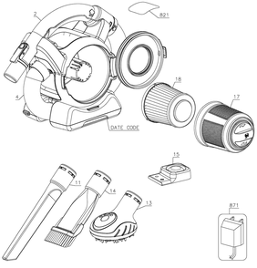 Diagram Diagram and Parts List for BDH2020FLFQV Type 2 Black and Decker Upright Vacuum